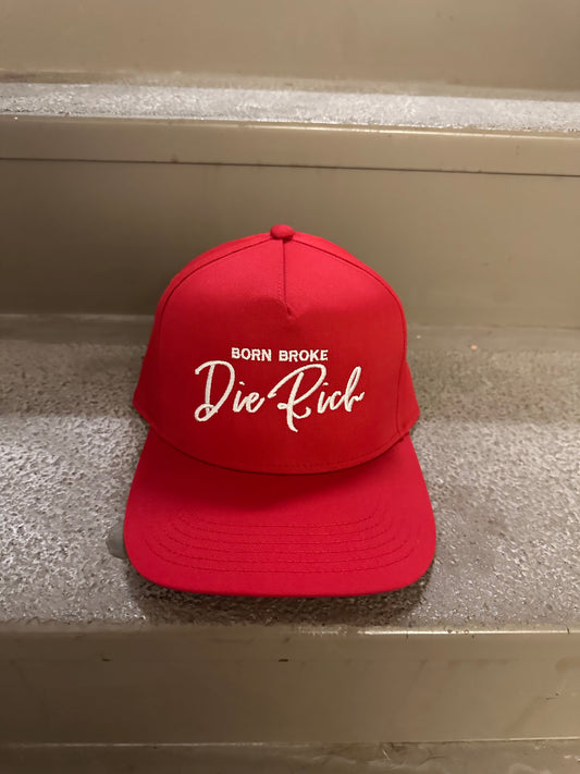 Red and White Cursive Logo Hat Wholesale Order